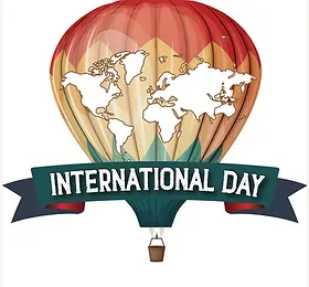 Hot air balloon with world map, 