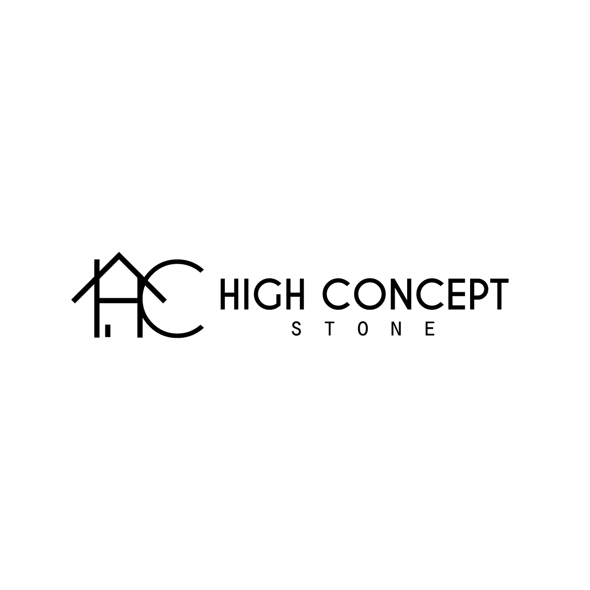 Logo for High Concept Stone, featuring stylized house outline with 