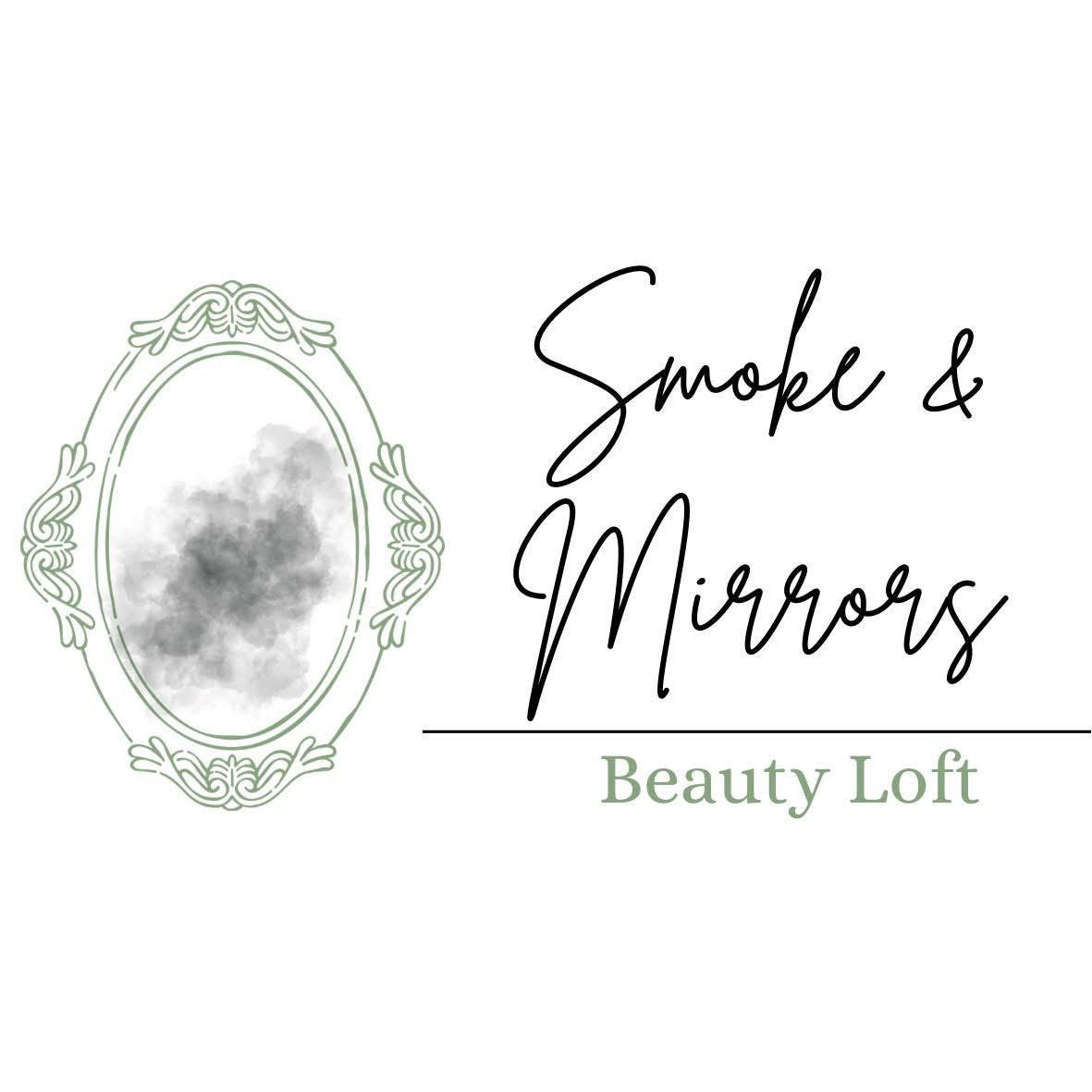 Logo: Ornate mirror with smoky cloud, script text 