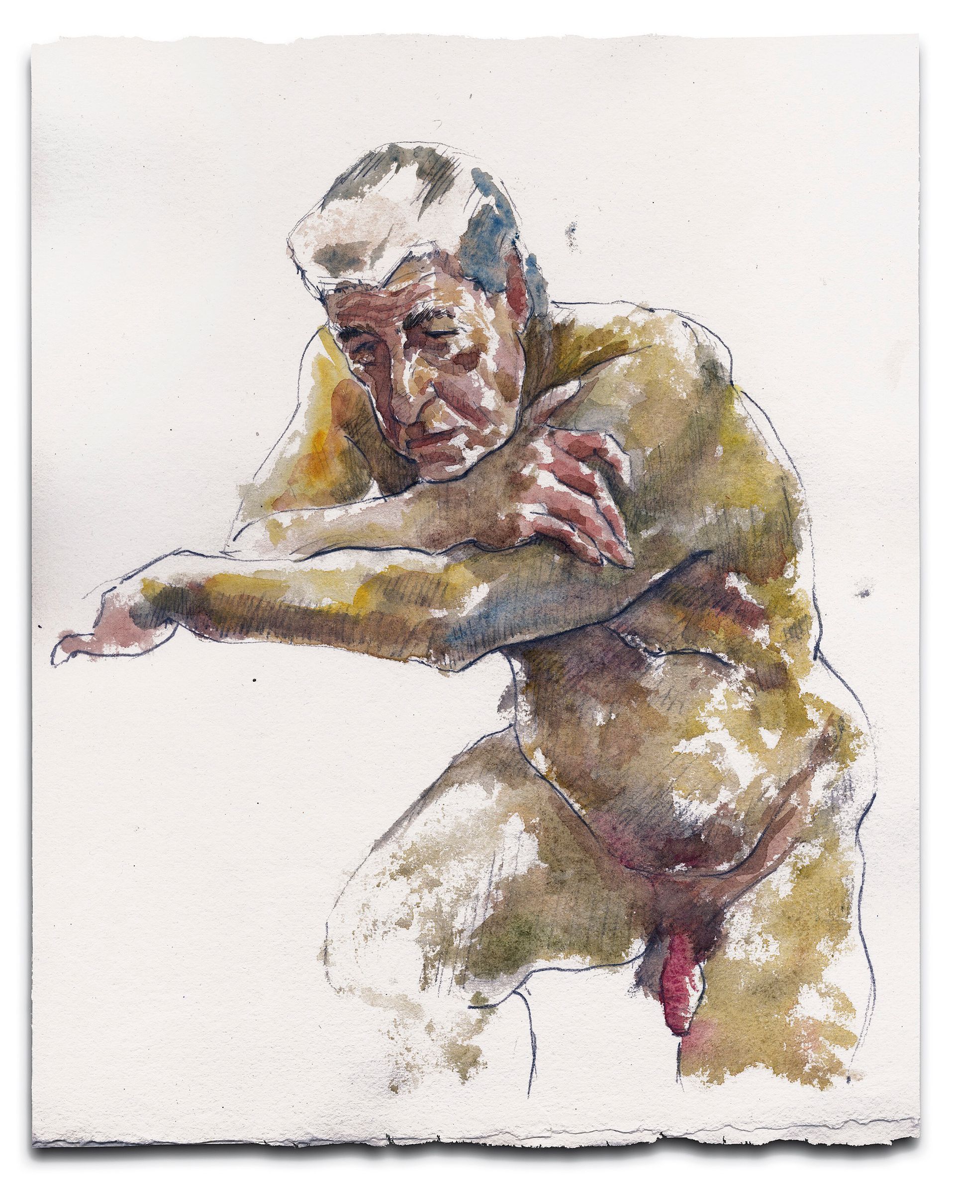 Nude old man portrait
