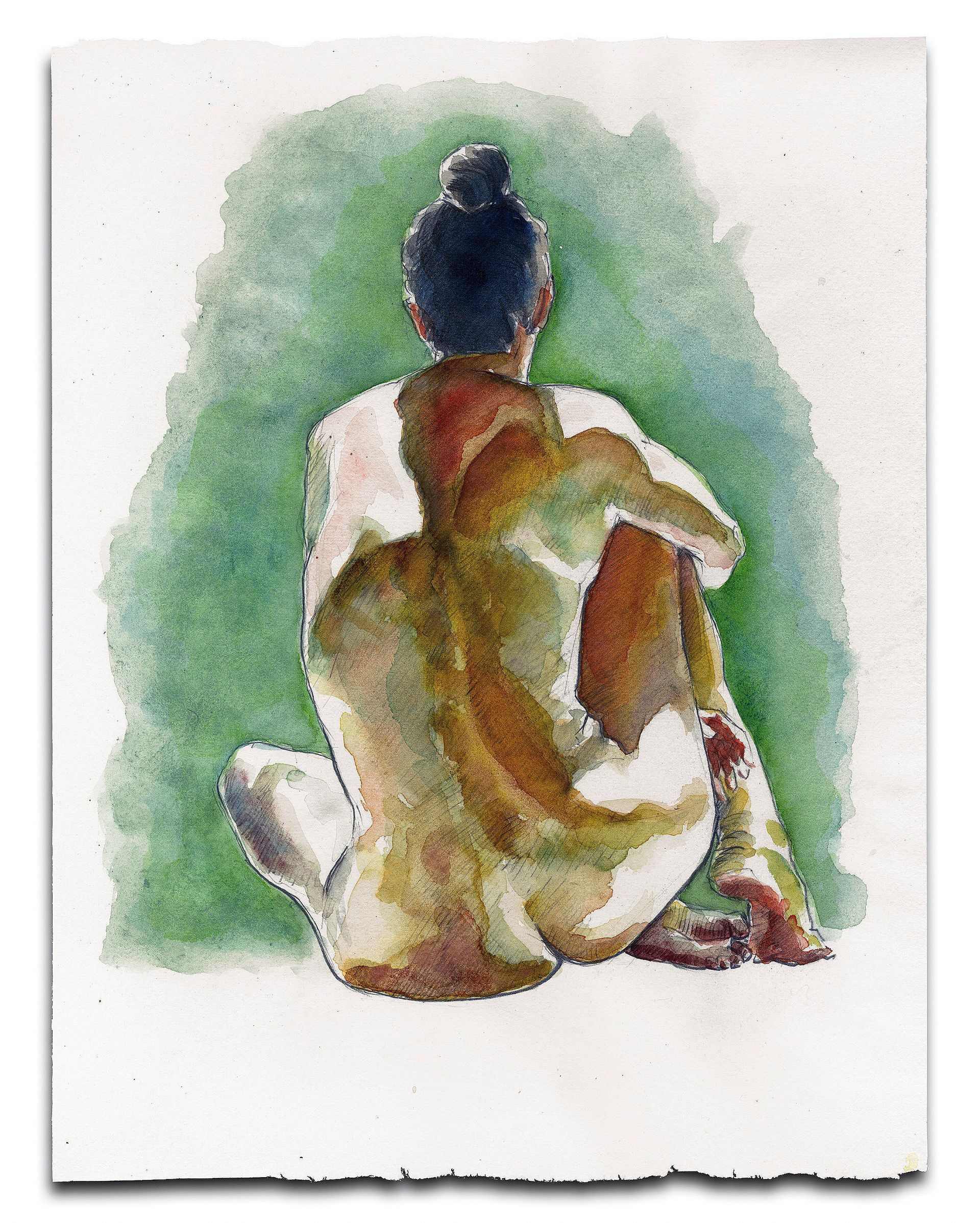 Naked woman back drawing