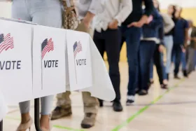 Voters in line