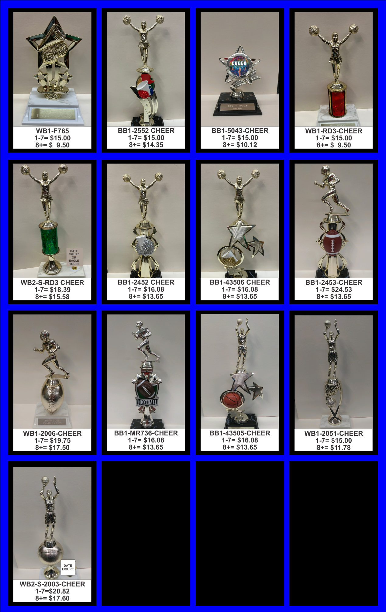 Cheerleading trophies — Easley, SC — TU Engraving & Awards Cheerleading trophies — Easley, SC — TU Engraving & Awards
