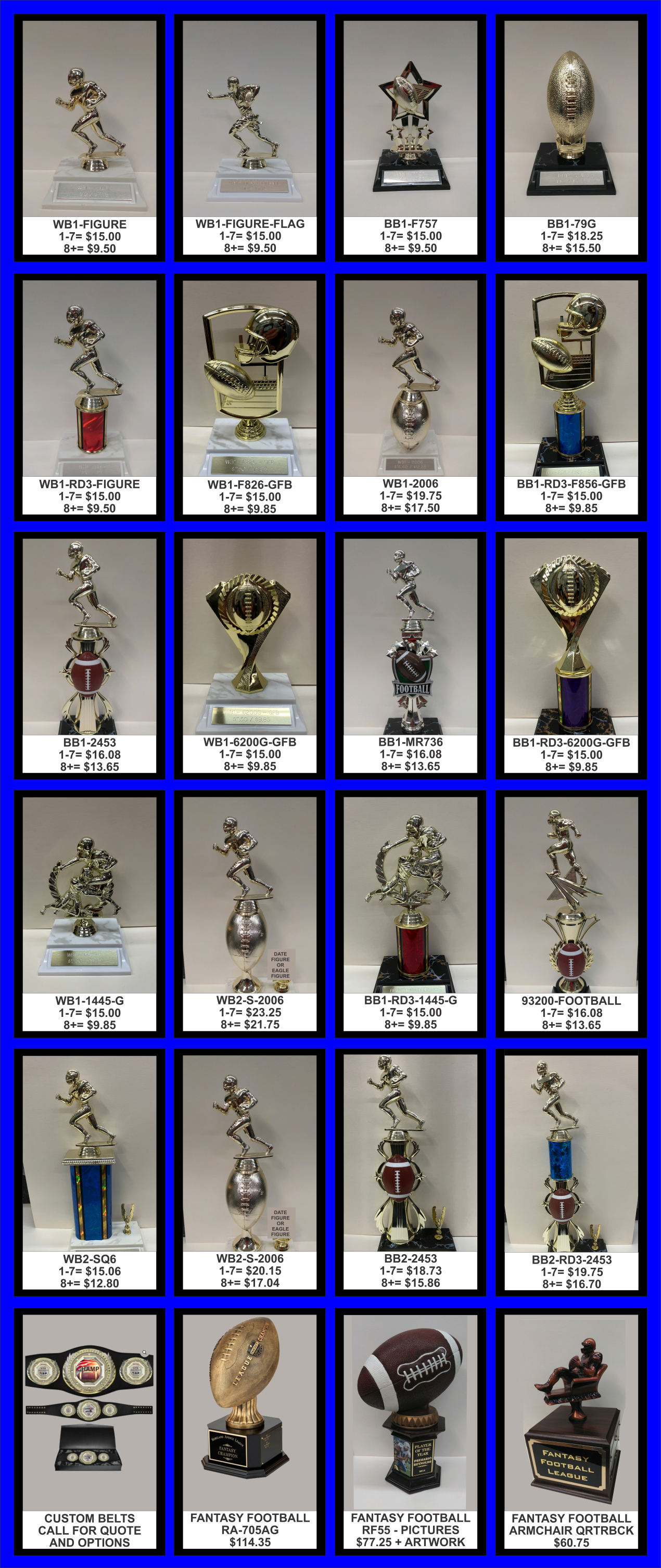 Football trophies — Easley, SC — TU Engraving & Awards Football trophies — Easley, SC — TU Engraving & Awards
