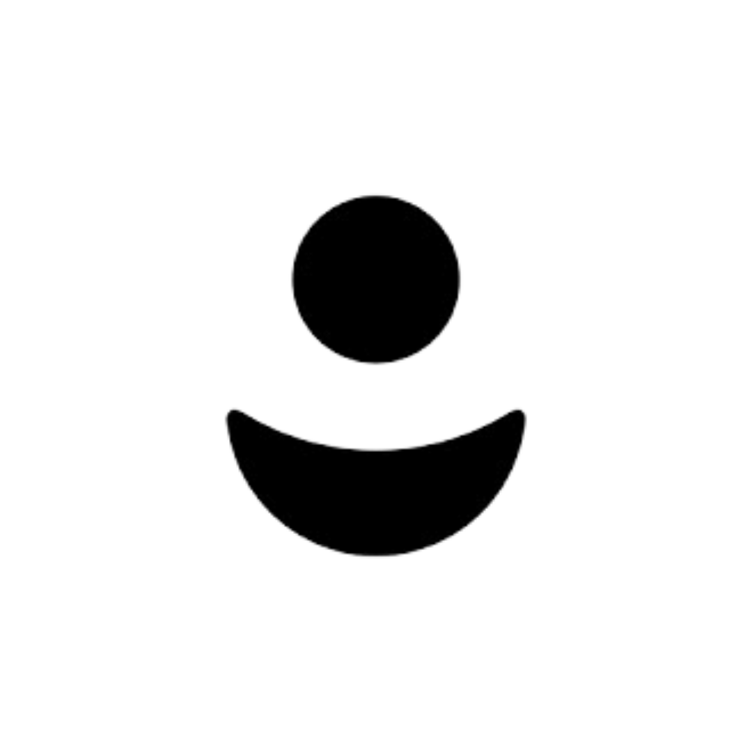 Black circle above a black crescent; abstract person icon.