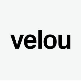 A black and white logo for velou on a white background.