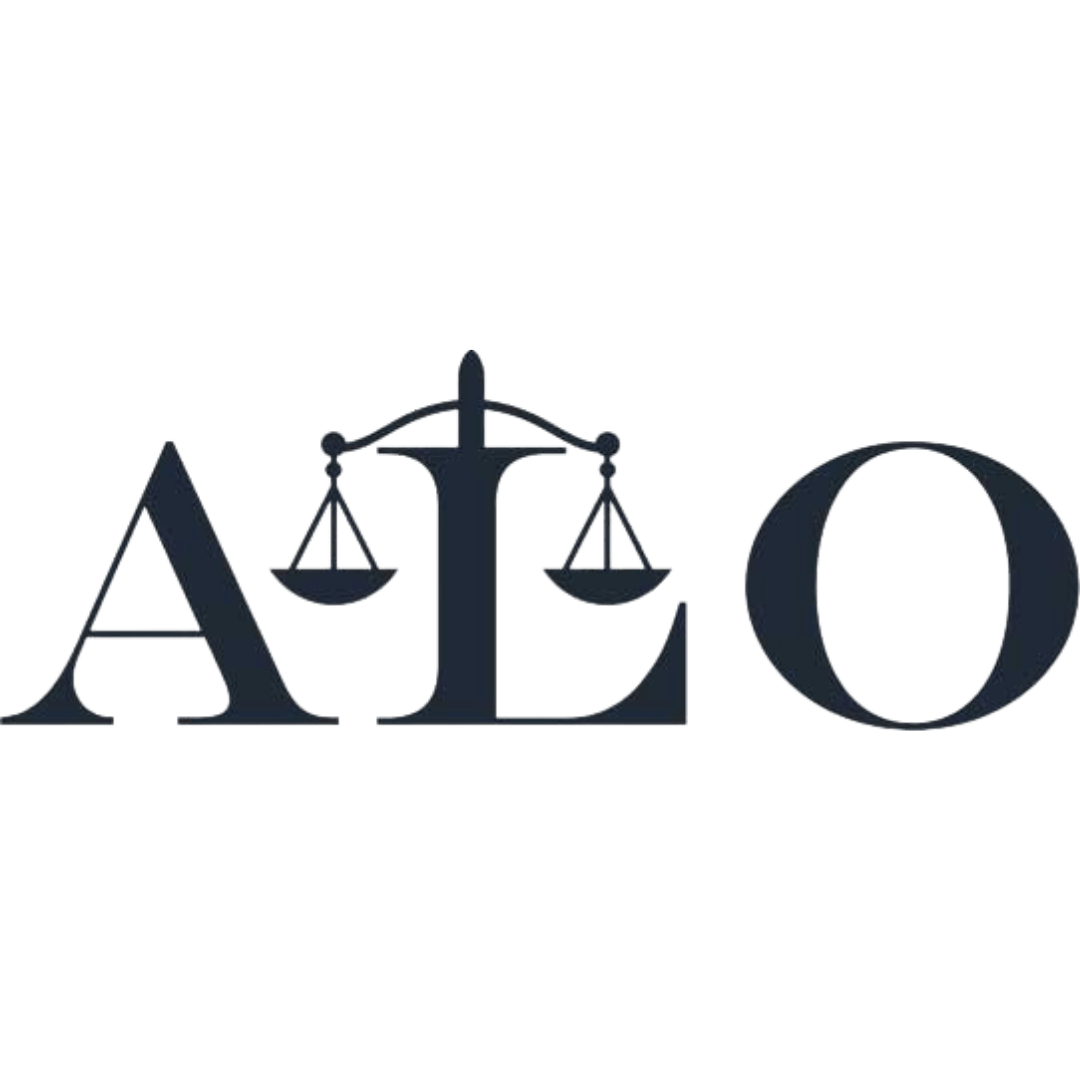a logo for a law firm with scales of justice on it .