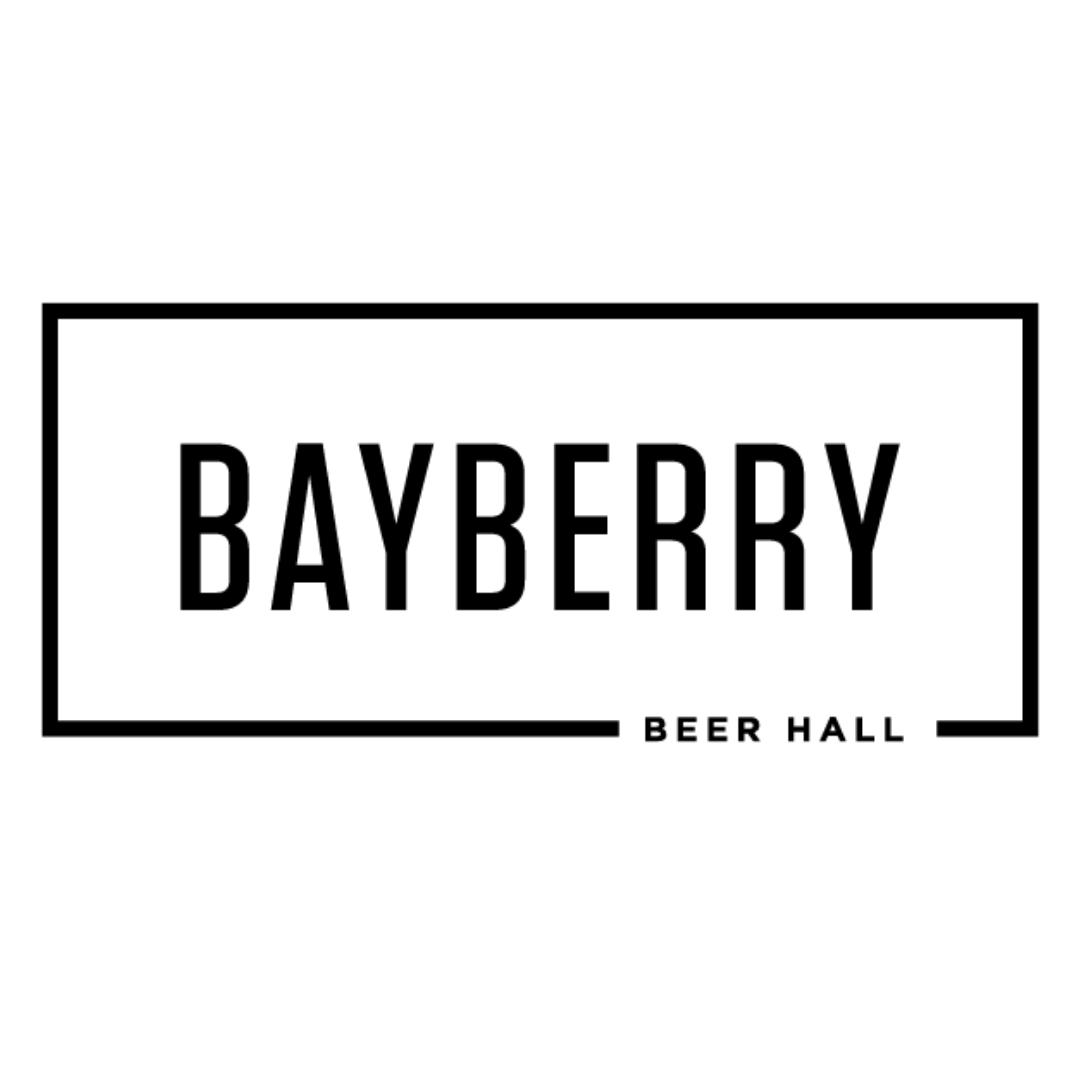 a black and white logo for bayberry beer hall .