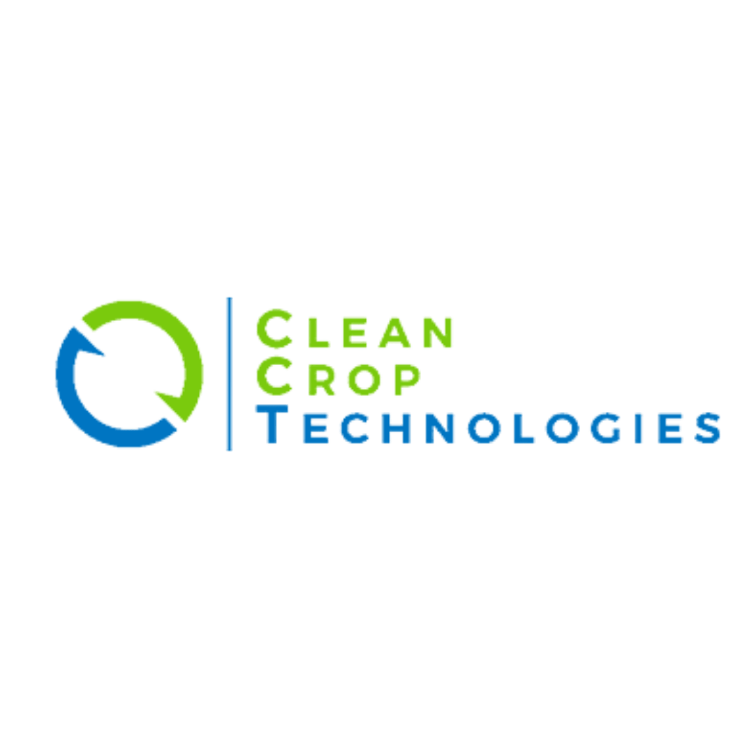 the logo for clean crop technologies is blue and green
