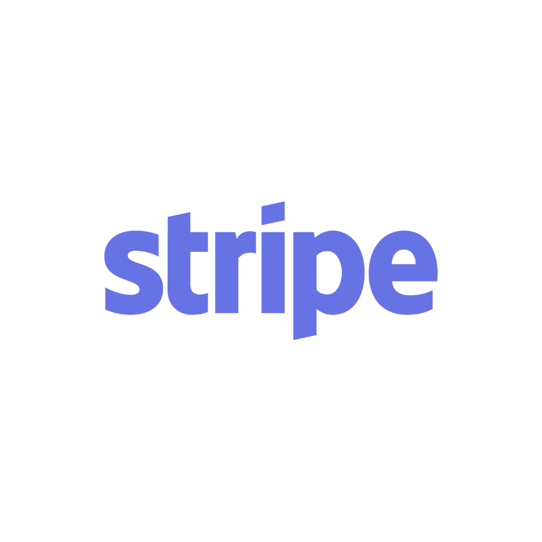 The stripe logo is purple and white on a white background.