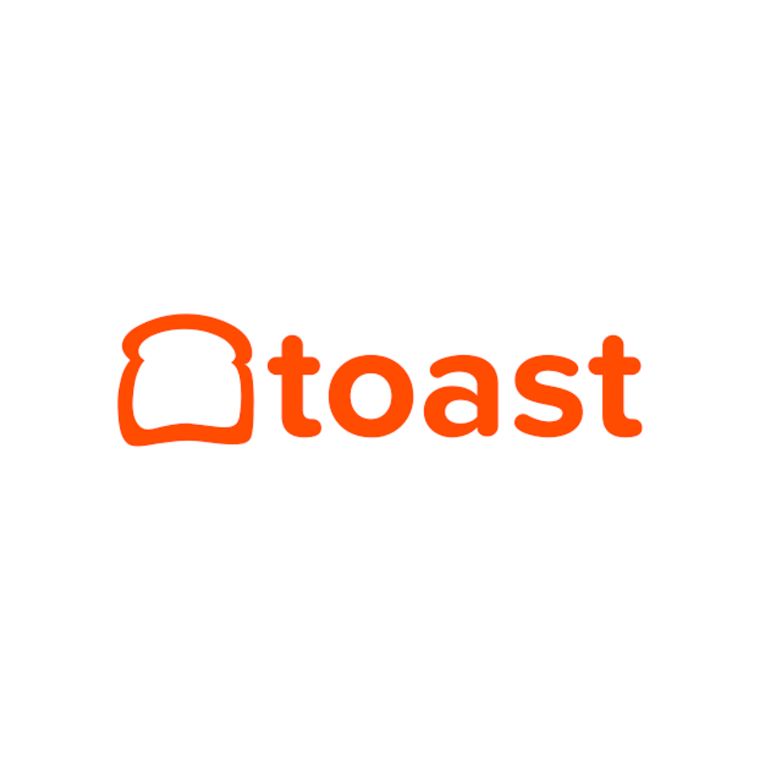 The logo for toast is orange and has a picture of a loaf of bread.