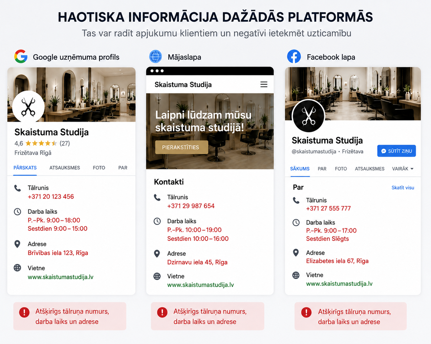 Nesakrītoša biznesa profila piemērs