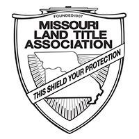 Missouri Land Title Association logo: Shield with Missouri map, text