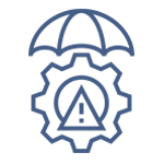 An icon of a gear with an umbrella over it.
