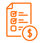 Un ícono de una lista de verificación con un signo de dólar al lado.
