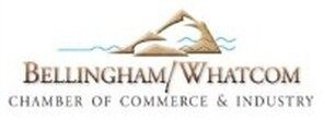 Logo of the Bellingham/Whatcom Chamber of Commerce & Industry with a mountain and water illustration.