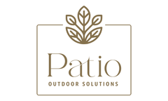 Logo for "Patio Outdoor Solutions" with a leaf and a flame symbol.