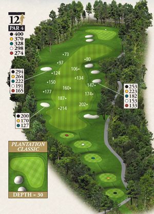 A map of a golf course with the number 12 on it