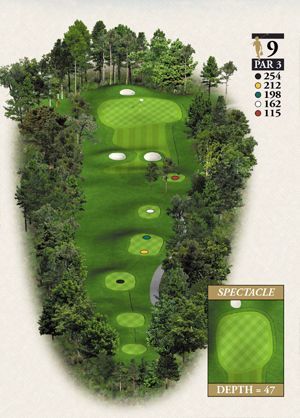 An aerial view of a golf course with the number 19 on it