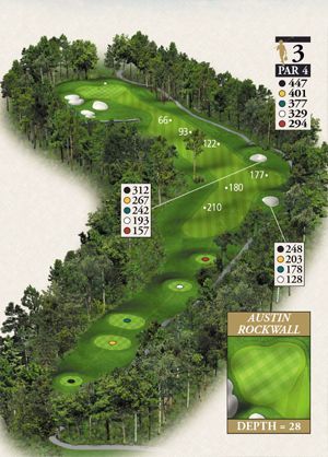 A map of a golf course with the number 13 on it