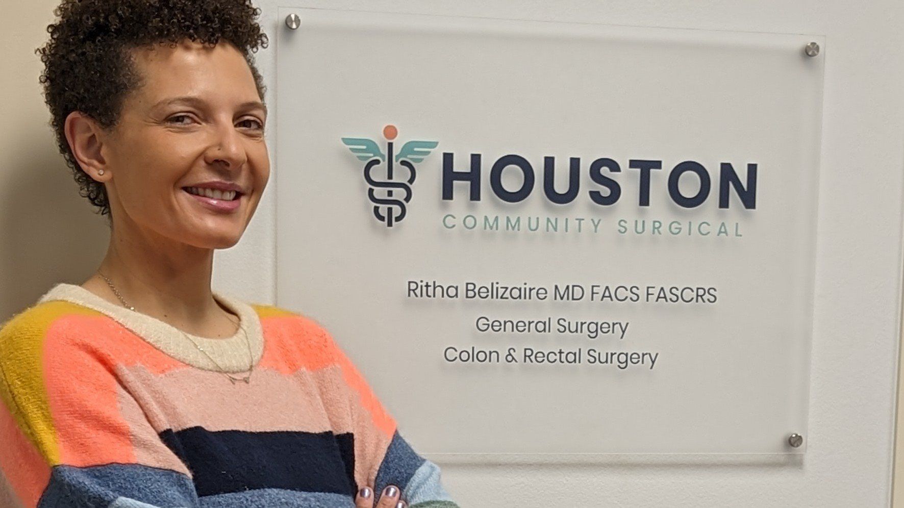 Ritha Belizaire, MD, colorectal surgeon, in her Houston Community Surgical office