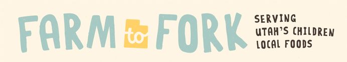 Farm to Fork logo, text with a light blue 