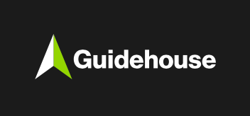 Guidehouse logo with a green and white arrow symbol on a black background.