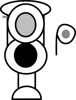 Traffic signal with top light gray and bottom light black, next to a matching single light.