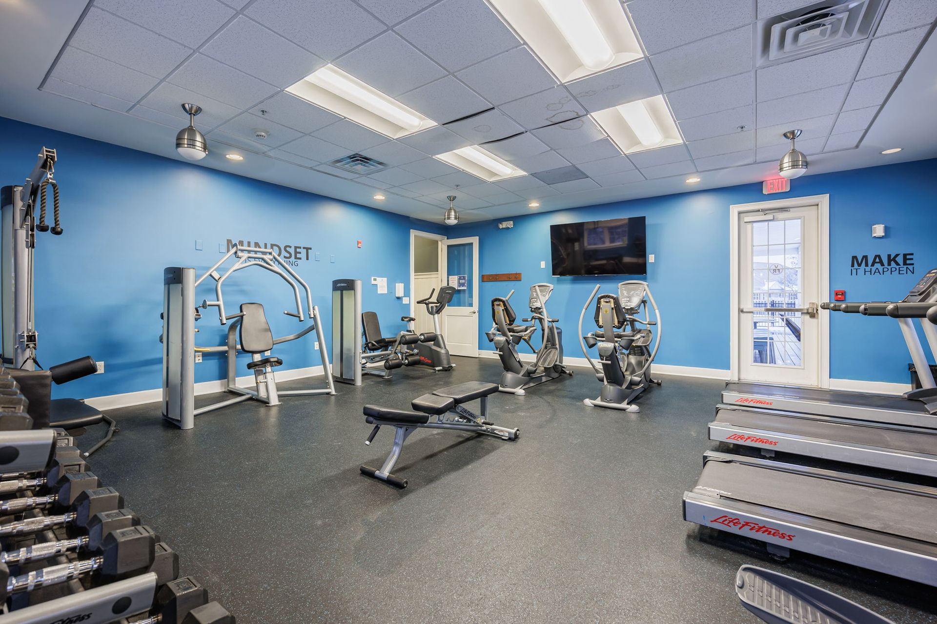 Fitness center with weight machines