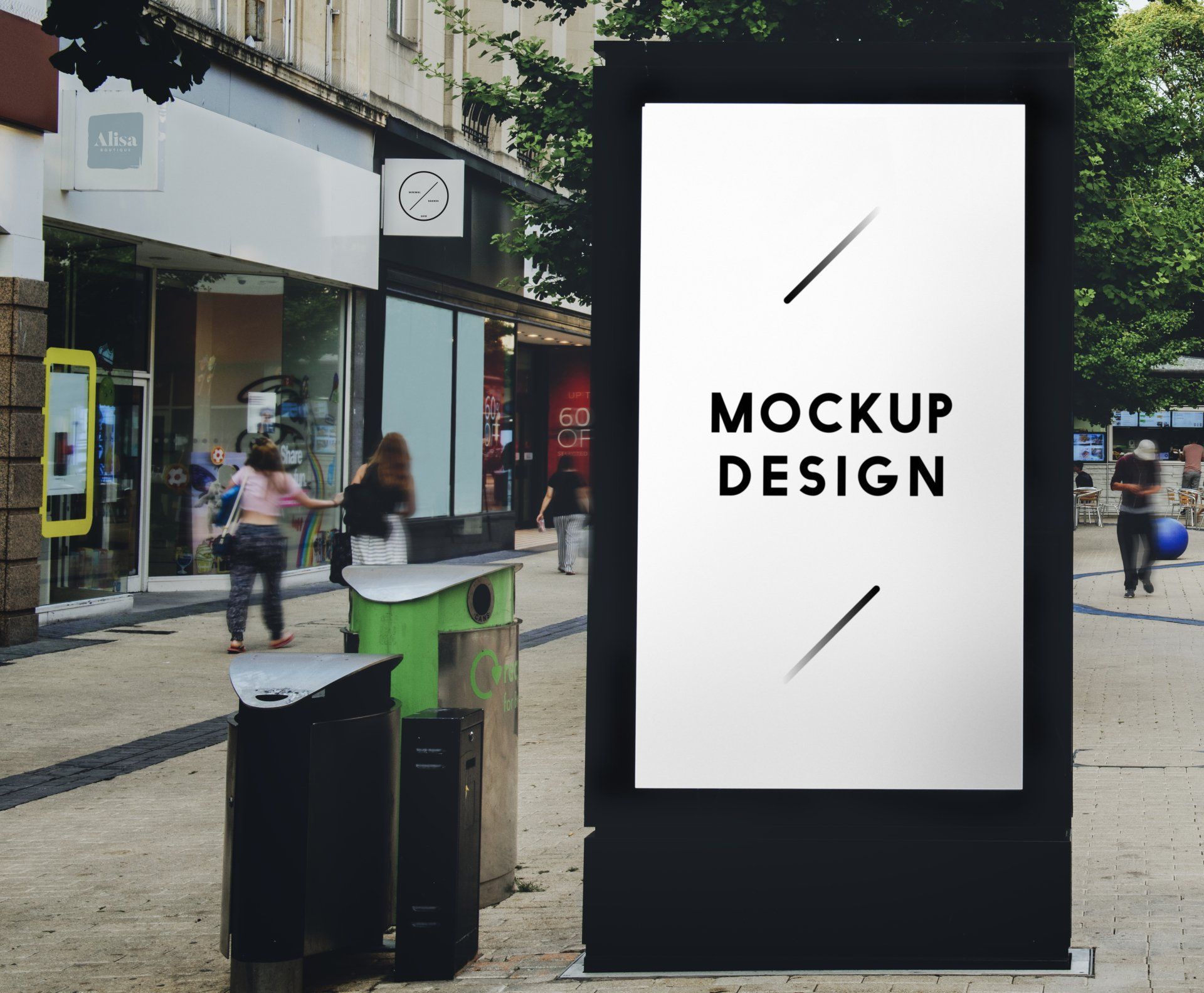 A mockup of a billboard on a city street