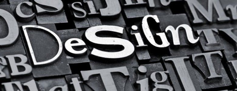 The word design is written on a black and white background