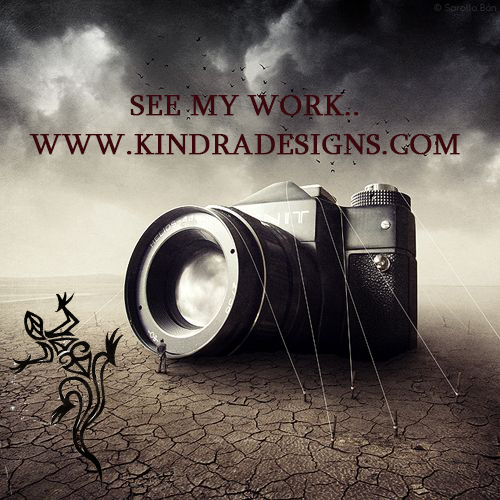 A picture of a camera that says see my work www.kindradesigns.com