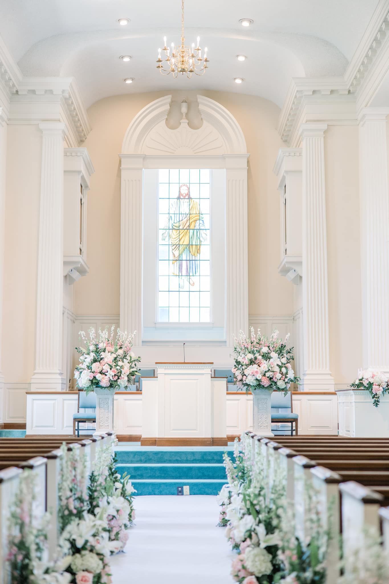 Bluefield WV Baptist Church Wedding Decor