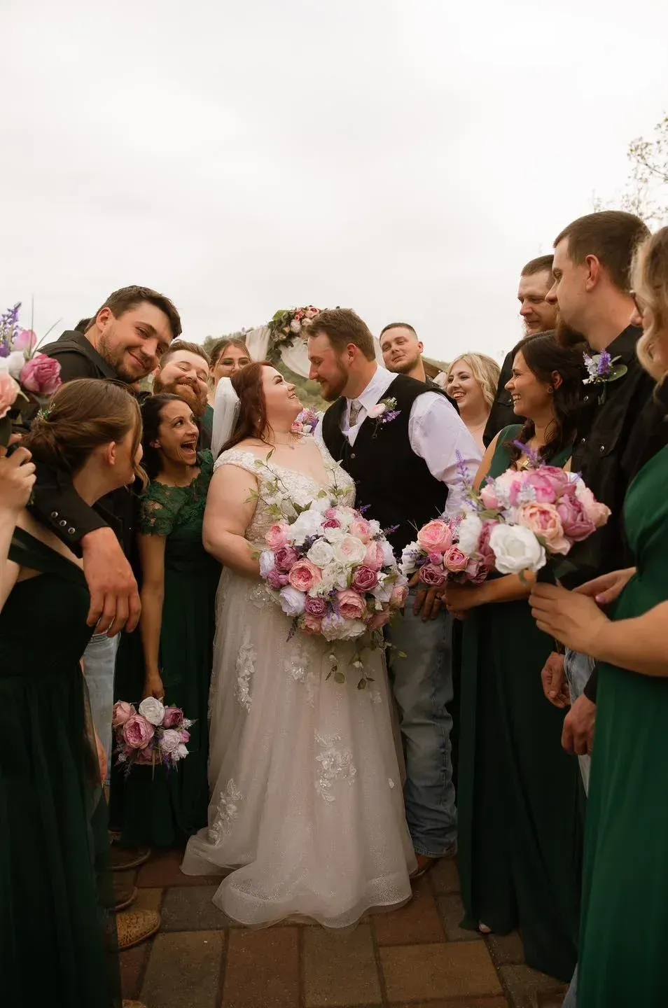 Bride and Groom with Bridal Party at Kairos Event Center in Glen Lynn, VA