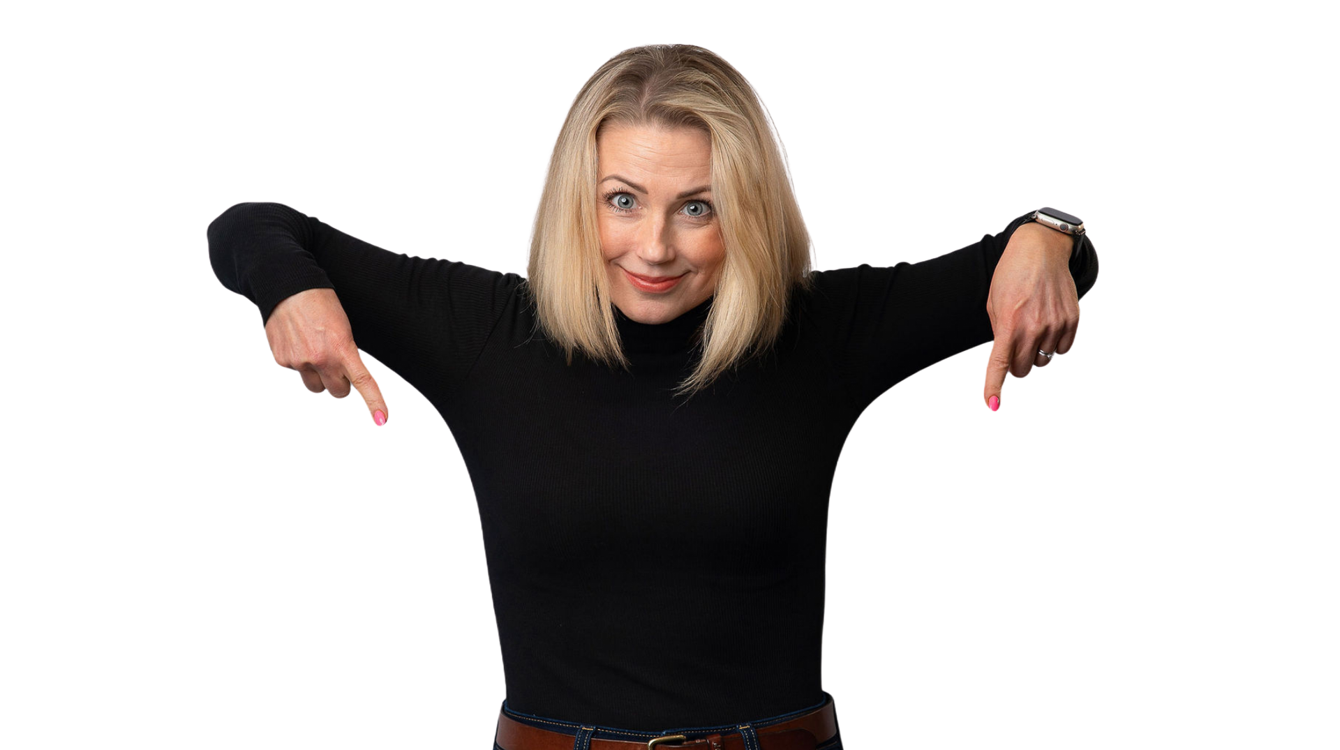 Julie Warner, Founder Warner Recruitment, wearing black roll neck top