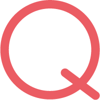 Red outline of the letter Q.