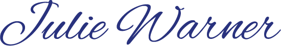 Julie Warner in blue cursive script.