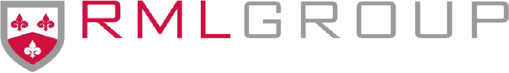 Logo of RML GROUP with a shield containing three fleur-de-lis.
