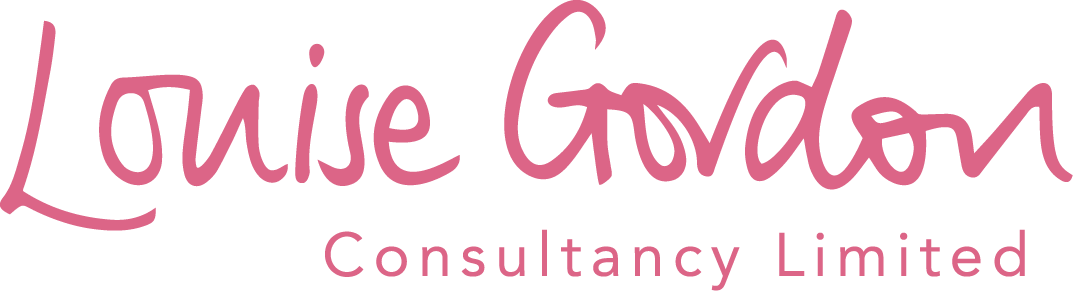 Louise Gordon Consultancy Limited logo in pink script.