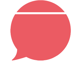 Red speech bubble with a white line at the top, indicating conversation or comment.
