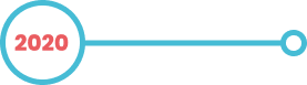 Timeline element: 2020 in a red circle, connected to a line with a circle on the right.