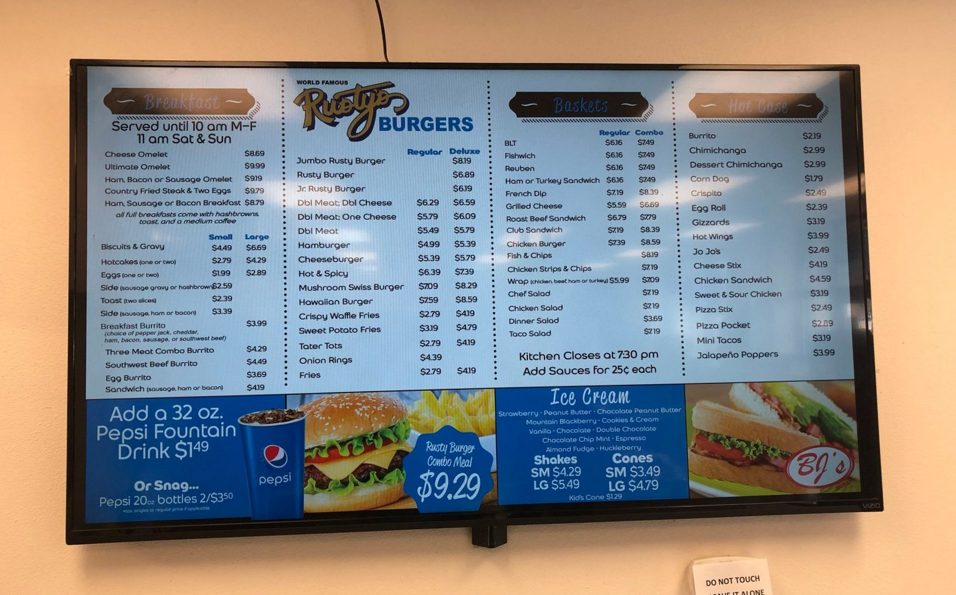 A menu displayed on a TV screen.