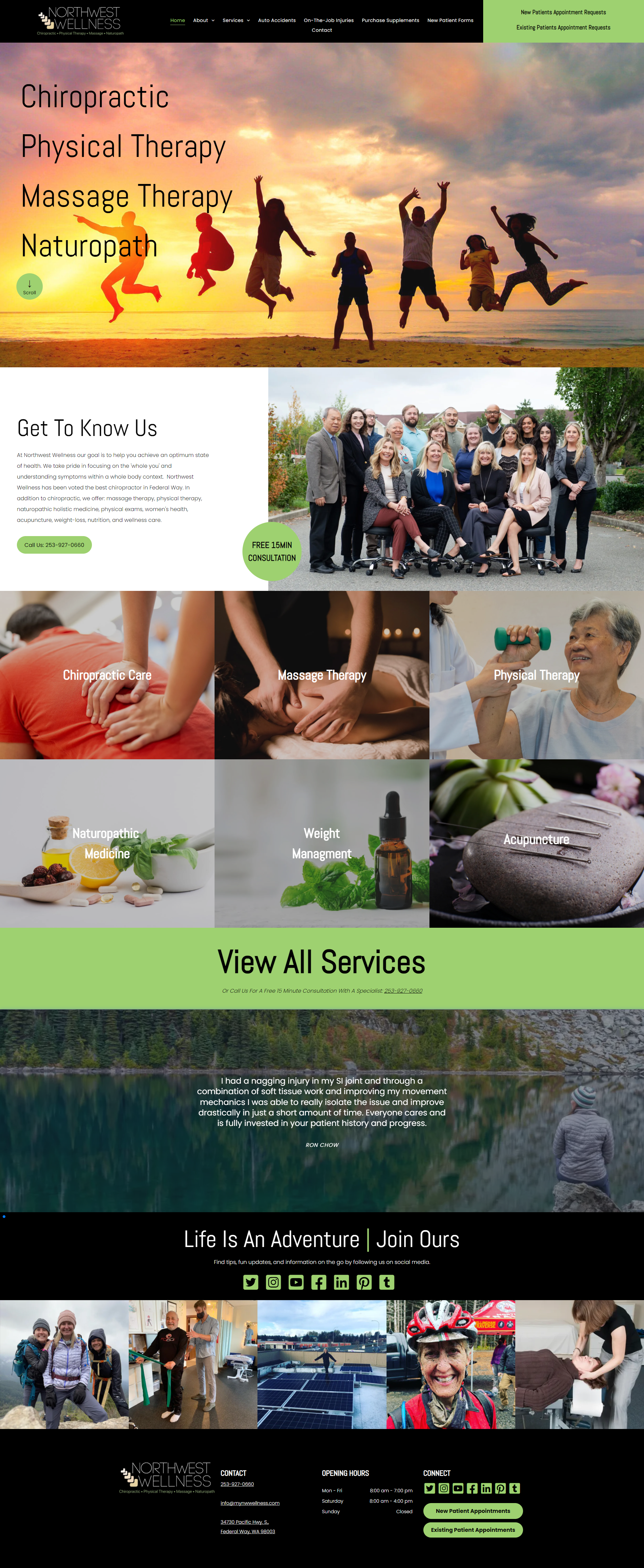 Image of a homepage for a naturopathic clinic called Northwest Wellness.