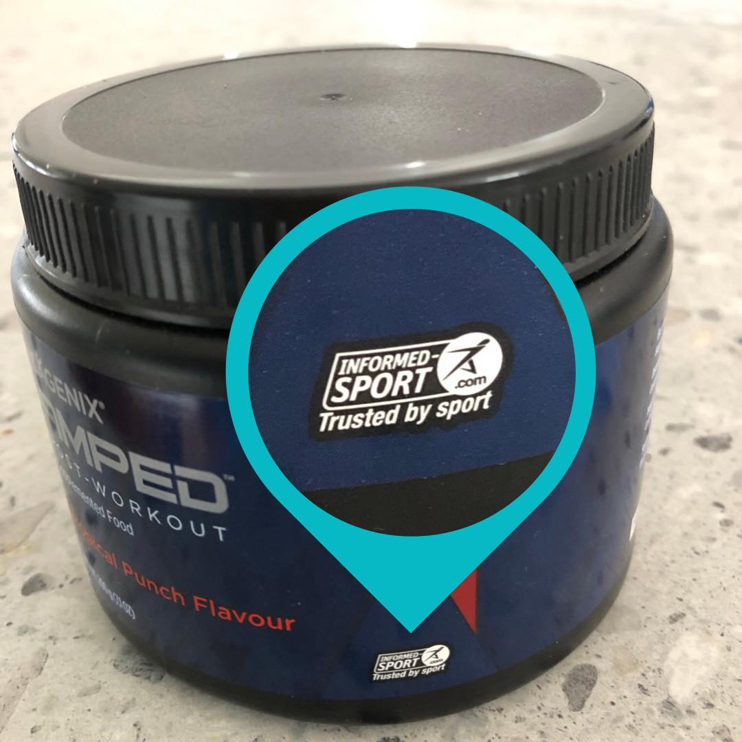 Informed Sport logo on Isagenix AMPED Post Workout