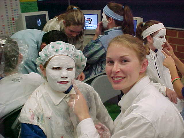 Danni’s first year of teaching, helping the students create face masks of endangered animals Danni’s first year of teaching, helping the students create face masks of endangered animals