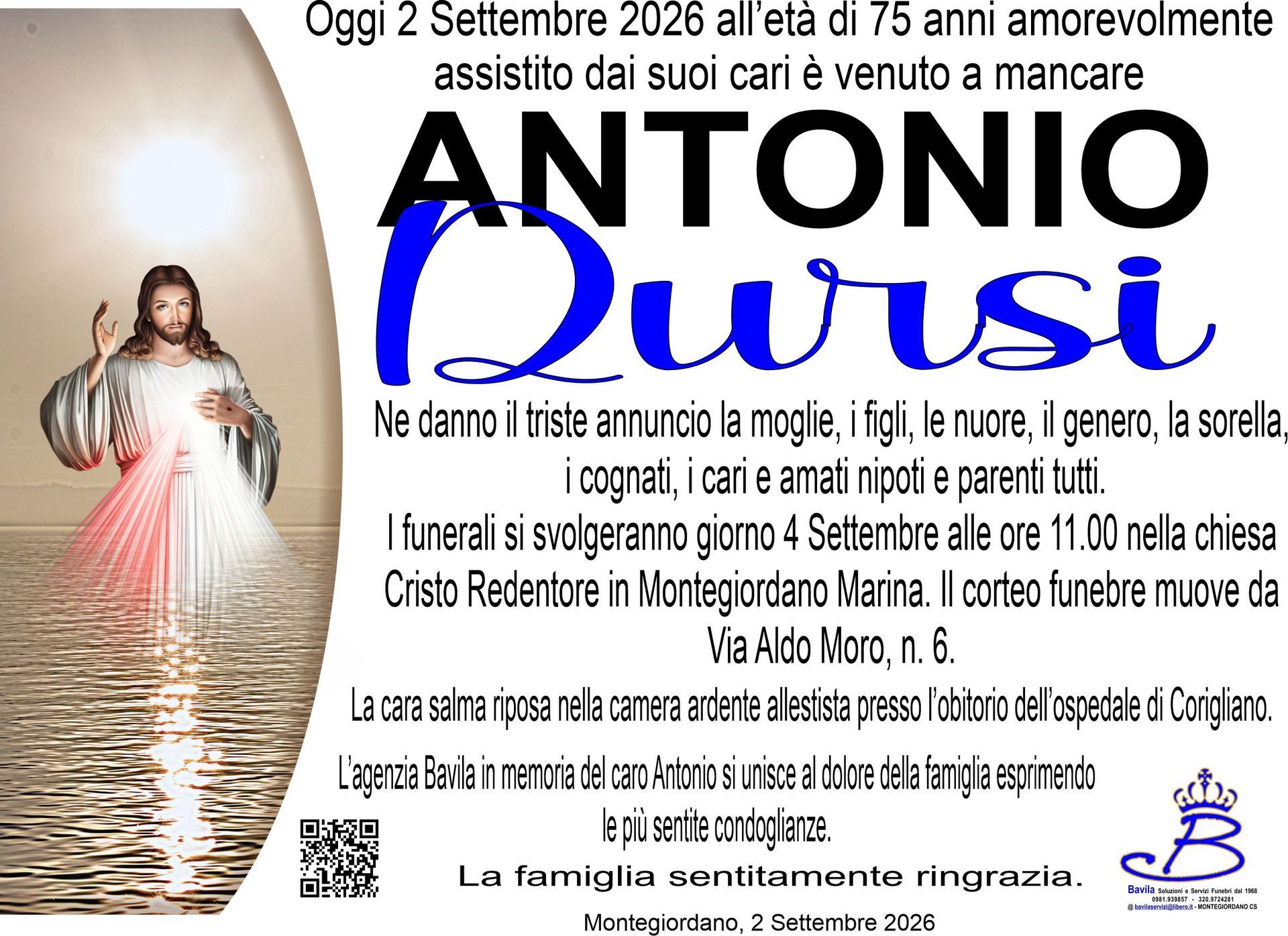 necrologio Antonio Dursi