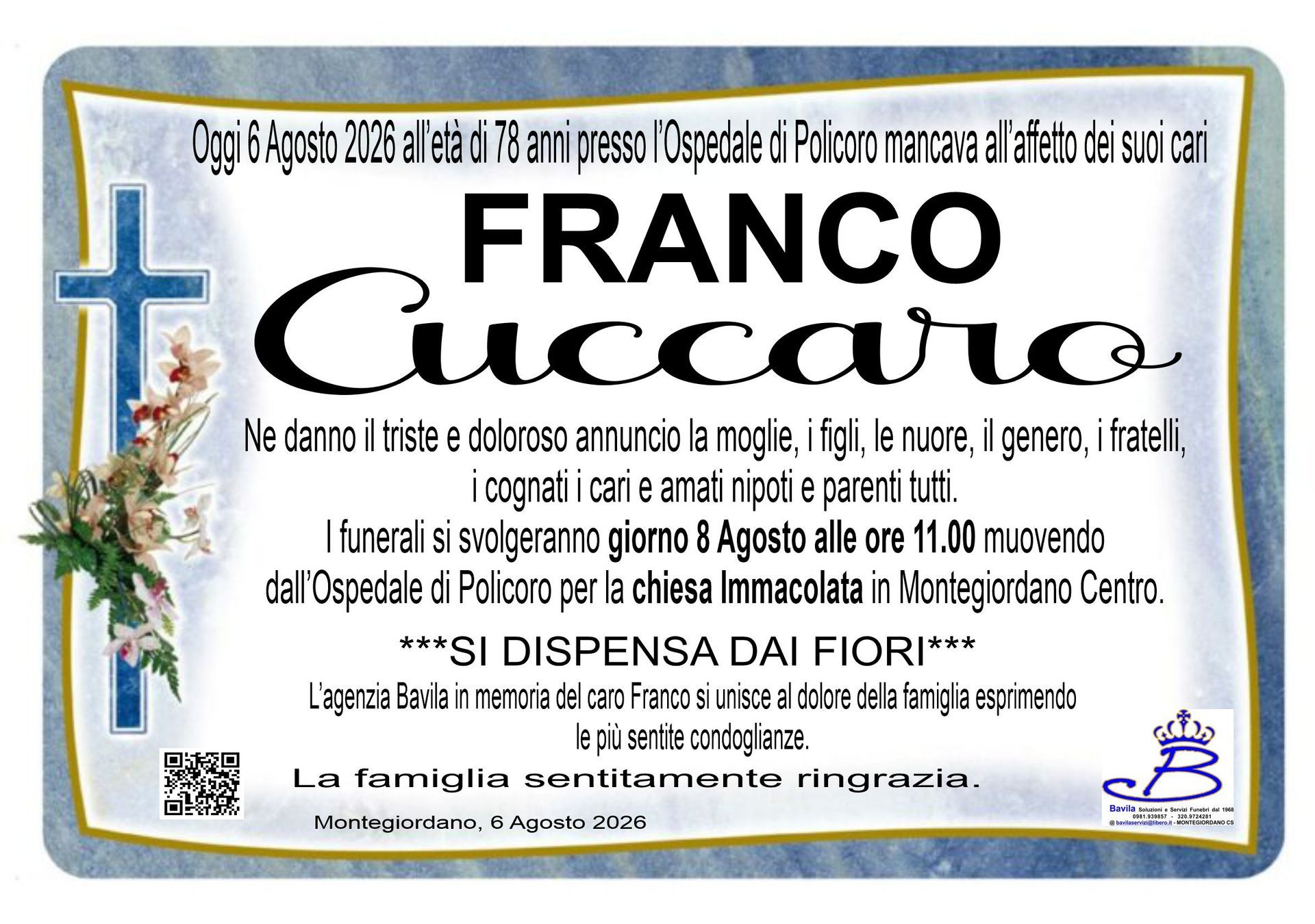 necrologio Franco Cuccaro