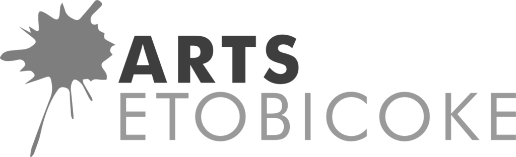 A black and white logo for the arts etobicoke