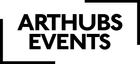A black and white logo for arthubs events.