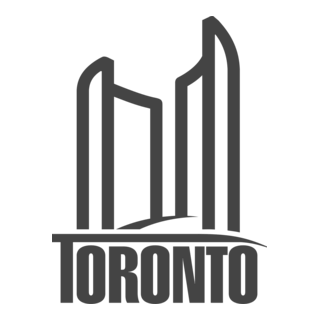 A black and white logo for toronto with tall buildings